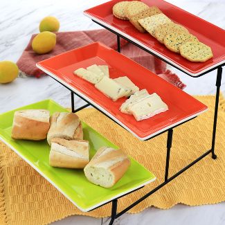 Bandeja de tres niveles de cerámica fina pintada a mano