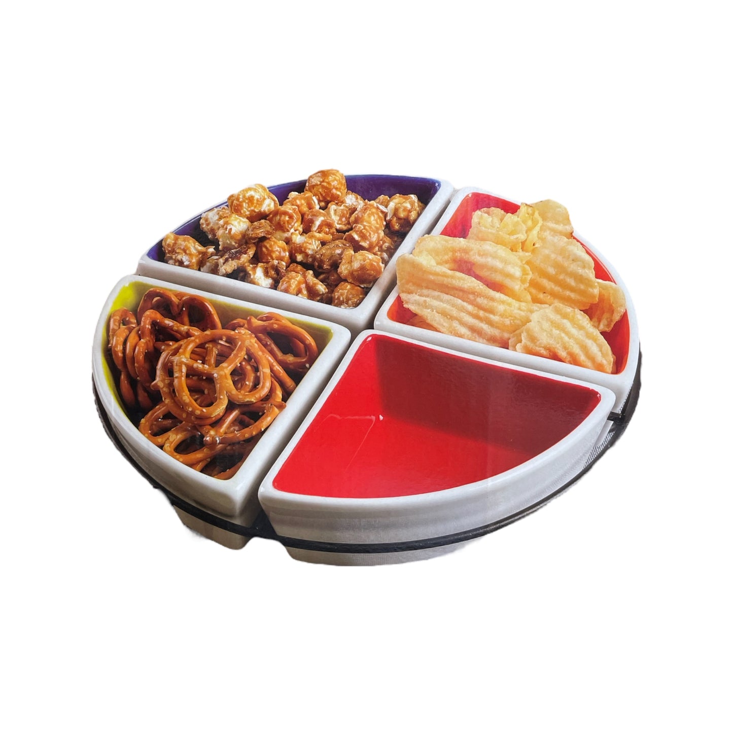 Copetinero de cerámica de colores con base metálica para servir picadas