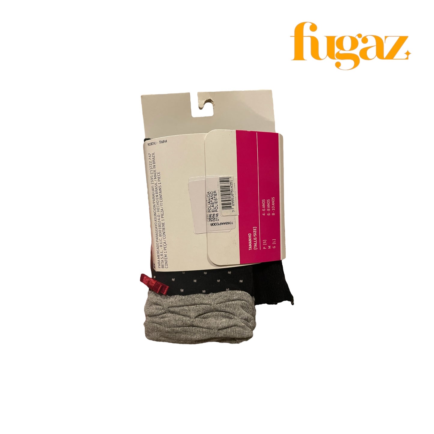 Media calza de algodón con puntitos y moño