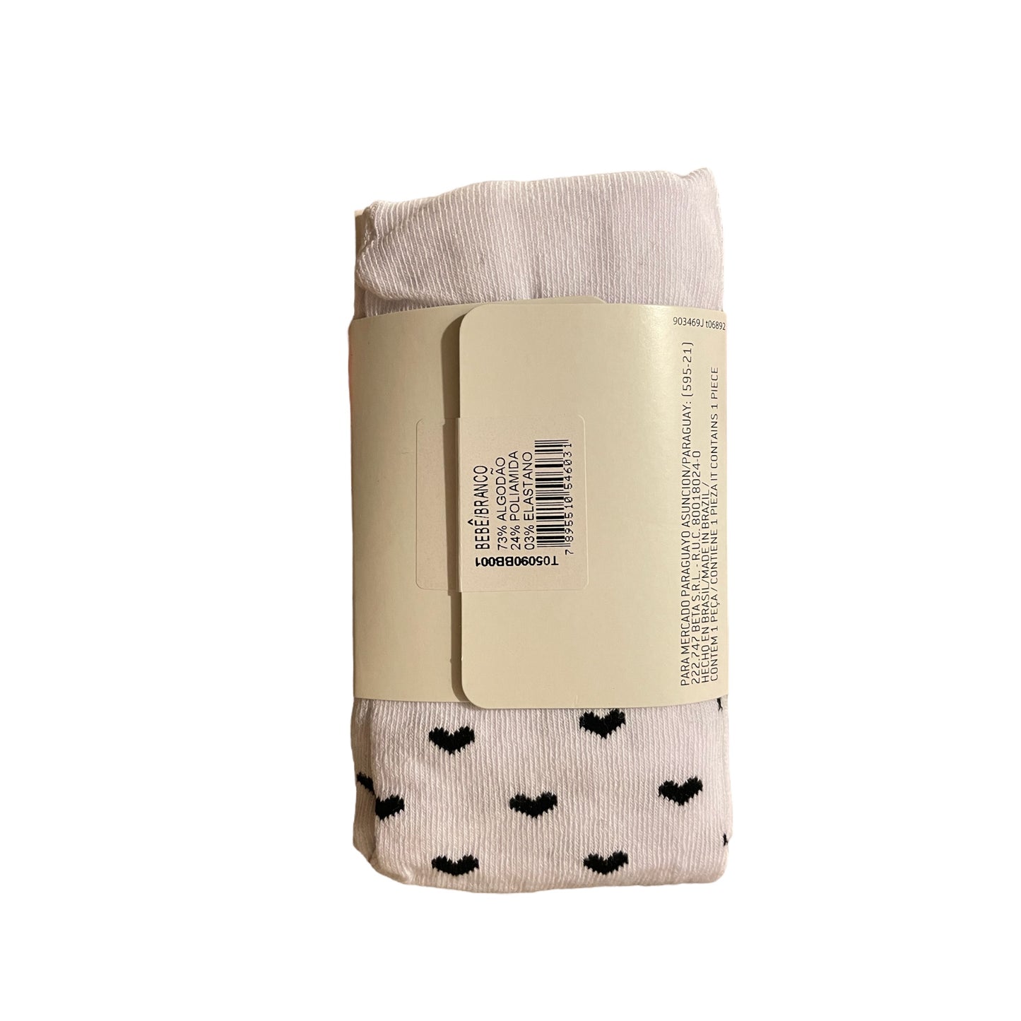 Media calza de algodón para niñas diseño corazones