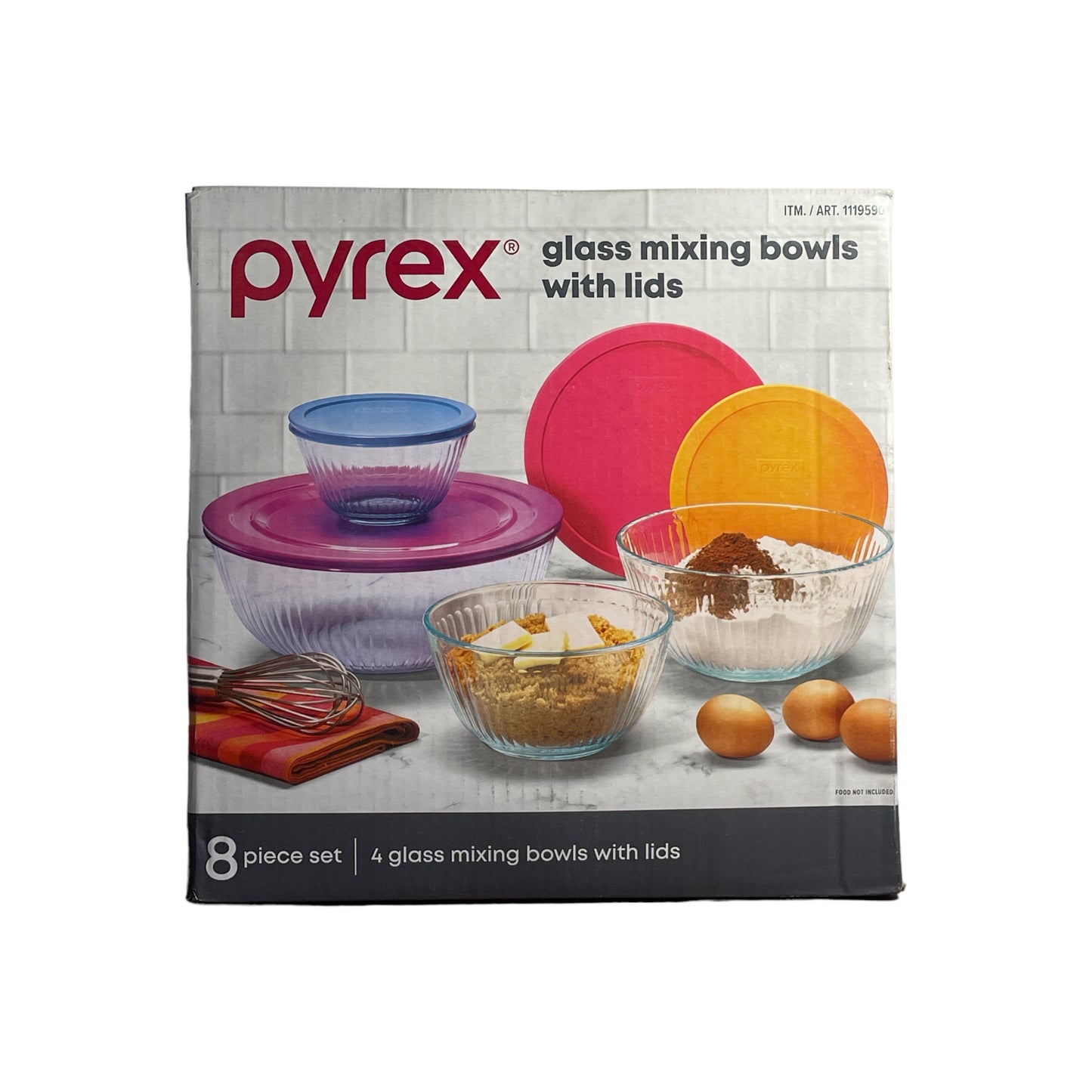 Bowls de vidrio con tapa Pyrex, set de 4 unidades