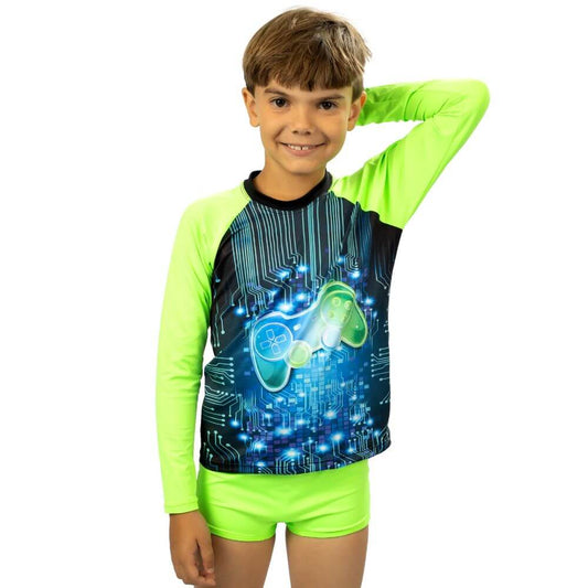 Conjunto UV juvenil con Mangas Game Azul